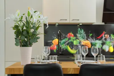 Napoje w obiekcie Lokum Vena Apartment with Terrace & Parking Wrocław by Noclegi Renters