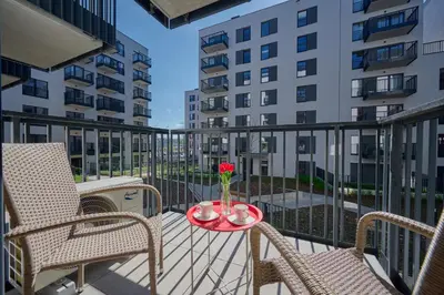 Balkon lub taras w obiekcie Modern Elegance Apartments Wrocław with AC by Noclegi Renters