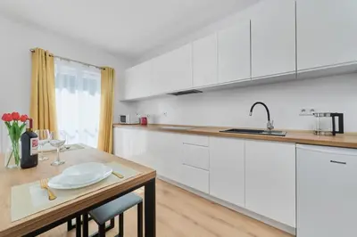 Kuchnia lub aneks kuchenny w obiekcie Modern Elegance Apartments Wrocław with AC by Noclegi Renters