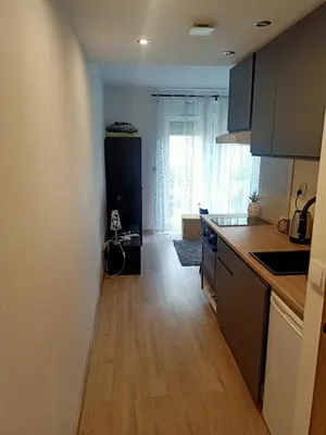 Kuchnia lub aneks kuchenny w obiekcie Przytulne studio - 2 pokoje,parking,blisko centrum-6km,tramwaj, Nflix, park, spokój,