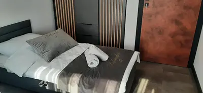 Łóżko lub łóżka w pokoju w obiekcie Belweder LOFT