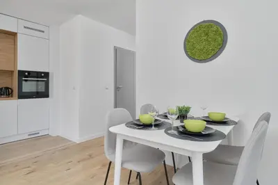 Kuchnia lub aneks kuchenny w obiekcie Na Grobli Riverside Apartment & FREE GARAGE by Noclegi Renters