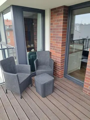 Balkon lub taras w obiekcie APARTAMENT KRÓLOWEJ BONY- z garażem Centrum Gliwic