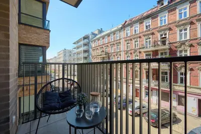 Balkon lub taras w obiekcie Cozy Studio Wroclaw Nadodrze for 3 Guests with Balcony by Noclegi Renters