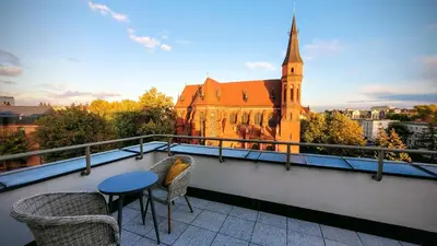 Balkon lub taras w obiekcie RentPlanet - Apartamenty Dyrekcyjna