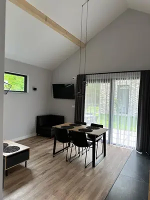 Telewizja i/lub zestaw kina domowego w obiekcie Domki Zdrojowe - Apartamentowe domki w centrum miasta - Parking
