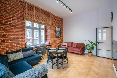 Część wypoczynkowa w obiekcie Komfortowy loft w centrum ~ Self Check-In 24h