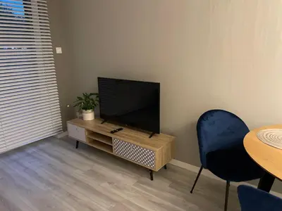 Telewizja i/lub zestaw kina domowego w obiekcie Apartamet Poezji A04 Blue