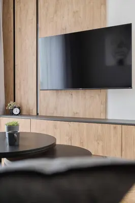Telewizja i/lub zestaw kina domowego w obiekcie Exclusive Apartment with Balcony & Parking Wrocław by Renters Prestige