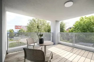 Balkon lub taras w obiekcie AboutArtApartments - Otyńska 4