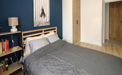 Łóżko lub łóżka w pokoju w obiekcie Apartament Opawska 16