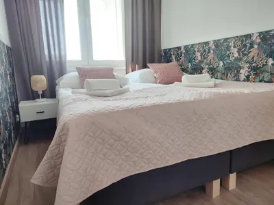 Łóżko lub łóżka w pokoju w obiekcie Apartament ''Na Szlaku''