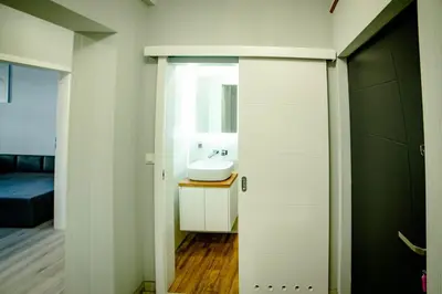 Łóżko lub łóżka w pokoju w obiekcie LOFTY APARTAMENTY Namysłów I