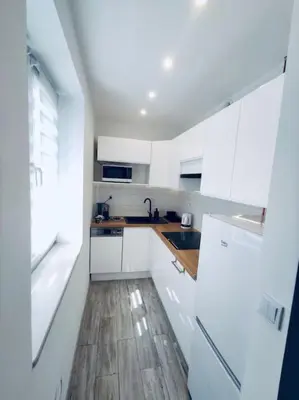 Kuchnia lub aneks kuchenny w obiekcie Apartament Poniatowskiego z parkingiem