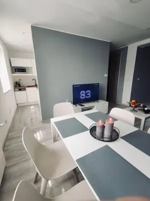 Kuchnia lub aneks kuchenny w obiekcie Apartament Poniatowskiego z parkingiem