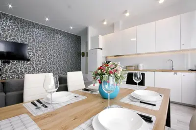 Kuchnia lub aneks kuchenny w obiekcie Apartament przy Palmiarni