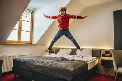 Łóżko lub łóżka w pokoju w obiekcie Pensjonat Puchaczówka