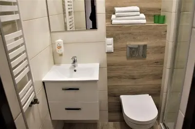 Łazienka w obiekcie Hotel Zielony & OW Borowik & Pensjonat Manhattan - Centrum Rekreacji i Wypoczynku GASTROTUR