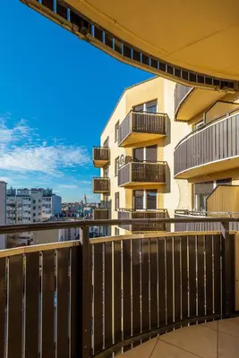 Balkon lub taras w obiekcie Kairos Apartments - Lothus - darmowy garaż podziemny, ścisłe centrum