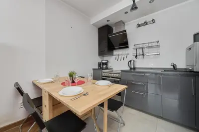 Kuchnia lub aneks kuchenny w obiekcie Apartament Drzewieckiego with Parking Wrocław by Noclegi Renters