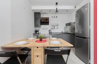 Kuchnia lub aneks kuchenny w obiekcie Apartament Drzewieckiego with Parking Wrocław by Noclegi Renters