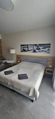 Łóżko lub łóżka w pokoju w obiekcie Apartament Panorama 123 Czarna Góra