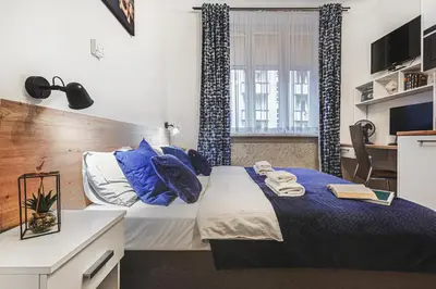 Łóżko lub łóżka w pokoju w obiekcie Komfortowe mieszkanie Grunwald