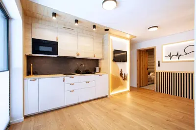 Kuchnia lub aneks kuchenny w obiekcie APARTAMENTY FAMILY SKI&BIKE HOUSE