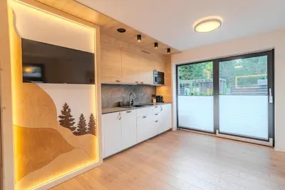Kuchnia lub aneks kuchenny w obiekcie APARTAMENTY FAMILY SKI&BIKE HOUSE
