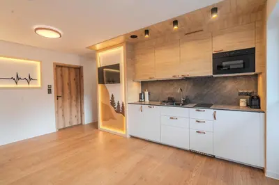 Kuchnia lub aneks kuchenny w obiekcie APARTAMENTY FAMILY SKI&BIKE HOUSE