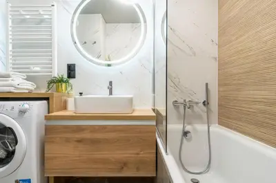 Łazienka w obiekcie Apartament DESTINO Gliwice - nowe osiedle, parking, klimatyzacja