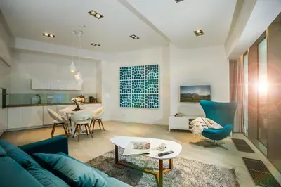 Część wypoczynkowa w obiekcie Apartamenty Sky Tower B&B