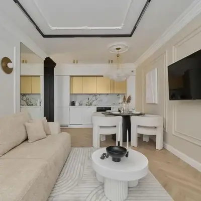 Luxurious 13th Floor Beige Apartment in Wrocław with Furnished Balcony by Renters Prestige