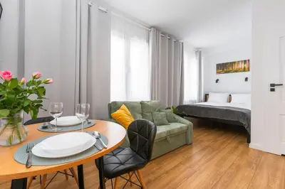 Łóżko lub łóżka w pokoju w obiekcie Apartamenty Piastowska
