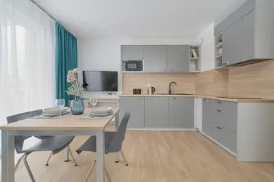 Kuchnia lub aneks kuchenny w obiekcie Cozy & Modern Studio Rogowska by Noclegi Renters