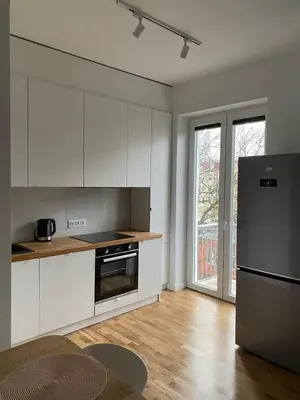 Kuchnia lub aneks kuchenny w obiekcie Apartament Otwarta Wrocław