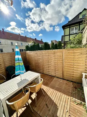 Balkon lub taras w obiekcie Komfortowy apartament z tarasem w pobliżu jeziora i Gór Sowich