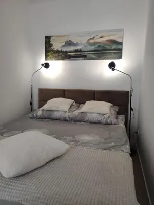 Łóżko lub łóżka w pokoju w obiekcie Apartament Leon