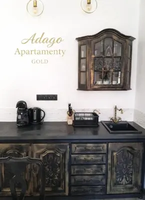Kuchnia lub aneks kuchenny w obiekcie Adago Apartament Gold Wałbrzych - Luksusowy Apartament Premium - Centrum - Blisko Zamku Książ