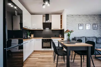 Kuchnia lub aneks kuchenny w obiekcie Apartamenty Krakowska 24 z ogródkiem