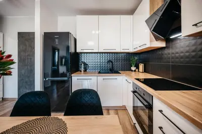 Kuchnia lub aneks kuchenny w obiekcie Apartamenty Krakowska 24 z ogródkiem
