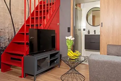Telewizja i/lub zestaw kina domowego w obiekcie Budget Apartment Gliwice 1min from Main Square