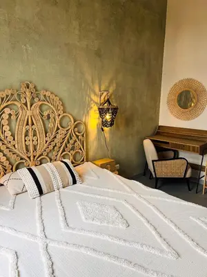 Łóżko lub łóżka w pokoju w obiekcie Apartement Wabi Sabi w centrum Raciborza
