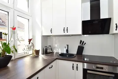 Kuchnia lub aneks kuchenny w obiekcie Komfortowe apartamenty przy Rynku Klimatyzacja