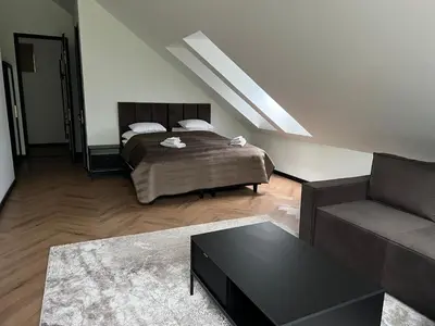 Łóżko lub łóżka w pokoju w obiekcie Godnowa Przy Lesie