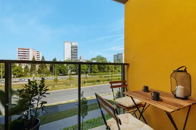 Balkon lub taras w obiekcie Studio Verde Legnicka Residence