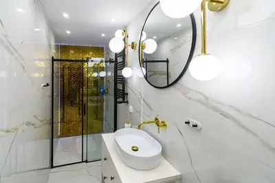 Łazienka w obiekcie Apartament Śląski Szczawno-Zdrój 46m, Książ kuchnia klimatyzacja Wifi Parking