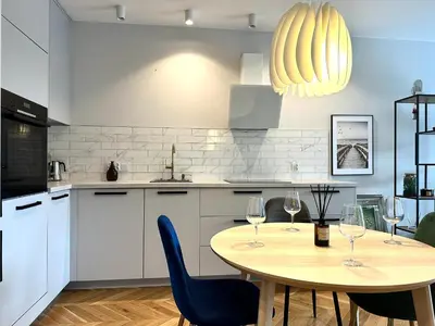 Kuchnia lub aneks kuchenny w obiekcie Mieszczańska 25 Apartment - Self check-in 20h - parking & lift