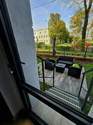 Balkon lub taras w obiekcie Apartament Radiostacja III z ogródkiem, parking free