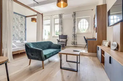 Część wypoczynkowa w obiekcie RentPlanet - Apartament Powstańców Śląskich